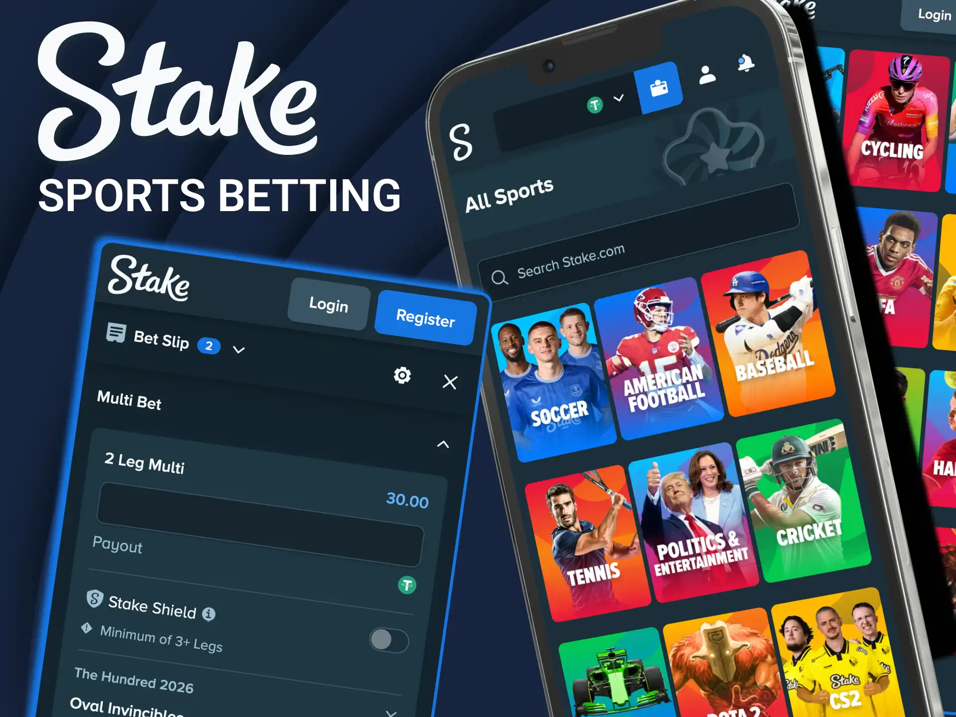 Cricket, football, and tennis covered on Stake India.